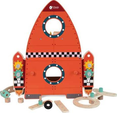 Punishte lodrash Classic World Rocket Workbench, 51 pjesë, dru, portokalli