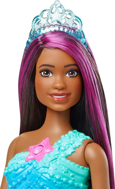 Kukull sirenë Barbie Dreamtopia Mermaid, bisht me drita LED, flokë me vija lejla, shumëngjyrëshe