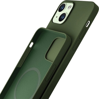 Kuti mbrojtëse 3MK Hardy Case për iPhone 15 Plus 14 Plus, MagSafe, silikoni, jeshile