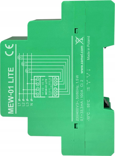 Monitor trefazor energjie Zamel MEW-01 Lite SUPLA, Wi-Fi, 3x100A, i bardhë