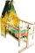 Djep lodër për kukulla Janex Large Cradle, prej druri, me mbulesë, shumëngjyrësh