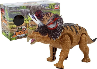 Lodër dinosaur Leantoys Triceratops, me drita, ecëse, e verdhë