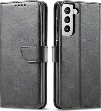 Këllëf telefoni me magnet për Samsung Galaxy S22 Ultra, tip libër, lëkurë eko, i zi