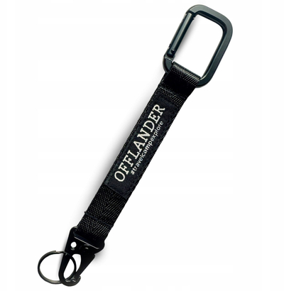 Varëse çelësash Offlander Lanyard, najlon i fortë, karabiner çeliku inox, e zezë