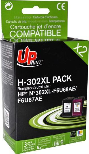 Kartutxha boje Uprint H-302XL Pack, kompatibël HP 302XL, set i zi dhe me ngjyra