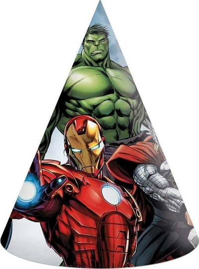 Kapela feste letre Avengers, 16cm, set 6 copë, shumëngjyrëshe