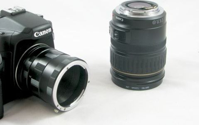 Tuba zgjatues makro Massa për kamera Canon EOS, set alumini, fokus manual, të zinj