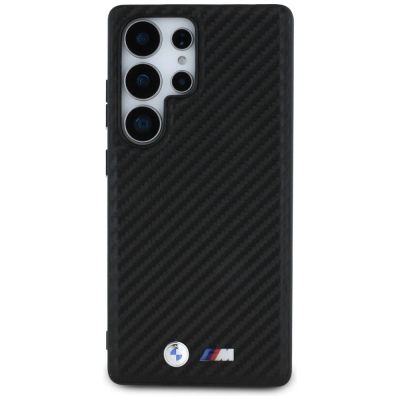Kopertinë telefoni BMW Leather Carbon për Samsung Galaxy S25 Ultra, MagSafe, e zezë