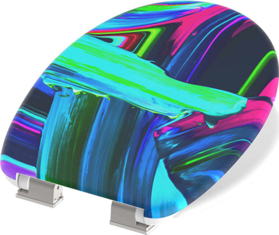 Kapak tualeti Schütte Neon Paint, mbyllje e butë, motiv me shumë ngjyra
