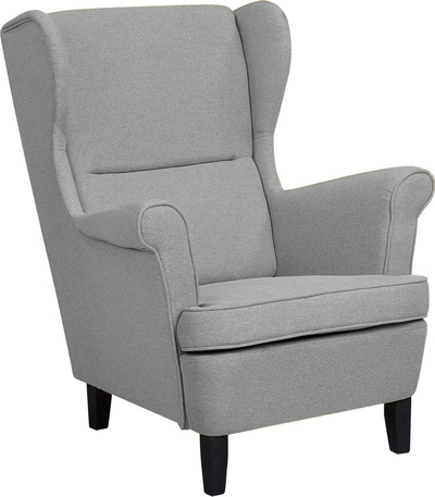 Poltronë Beliani ABSON Wingback, tekstil, këmbë druri, gri