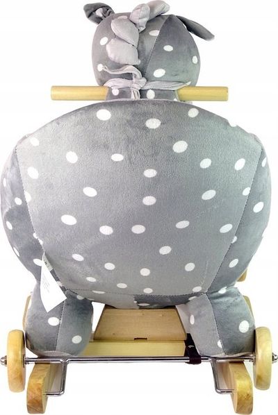 Kalë lëkundës Leantoys Rocking Horse Ride-on 2in1 Dots, me muzikë, gri me pika të bardha