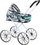 Karrucë lodre për kukulla Doll Stroller, me rrota të mëdha, e palosshme, me zebrë në ngjyrë turquoise