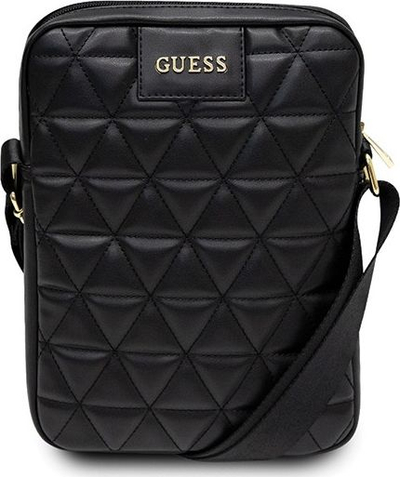 Çantë tablet Guess Quilted Tablet Bag, 10", lëkurë vegane, e zezë