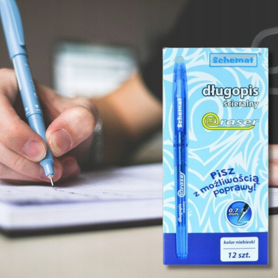 Stilolaps i fshirshëm Schemat Erasable Pen, 0.7mm, bojë blu, set 12 copë