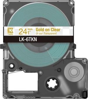 Shirit etiketa Epson LK-6TKN, 24mm x 8m, transparent me shkrim gold