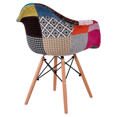 Karrige Mirto me këmbë druri & ulëse patchwork 63×57×80 cm (HM005.25)