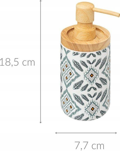 Dozator sapuni 5five HAPACHE, qeramikë, dizajn etnik, i bardhë