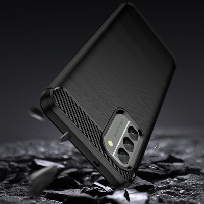 Mbrojtëse telefoni Hurtel Carbon Case Nokia G400, silikon fleksibël, efekt fibrë karboni, e zezë