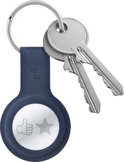 Mbajtëse Crong Silicone Case për Apple AirTag, me varëse çelsash, blu navy