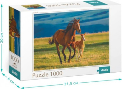Puzzle Dodo Teaching the Foal, 1000 copë, me kuaj, shumëngjyrësh
