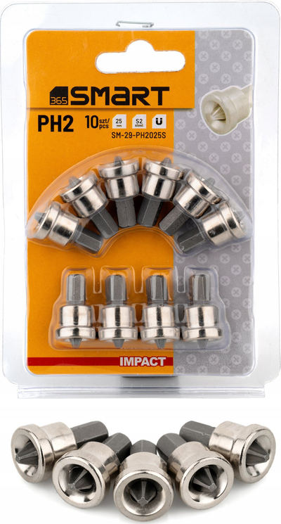 Set bitash Smart PH2, 25mm, me kufizues thellësie, 10 copë