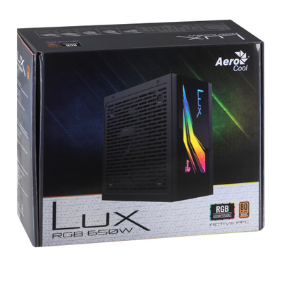 Burim energjie Aerocool LUX RGB, 650W, 80Plus Bronze, 12cm Fan, i zi