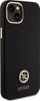 Футрола за телефон Guess Silicone Logo Strass 4G за iPhone 15 Plus 14 Plus, силикон, црна