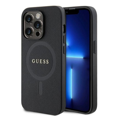 Kapotë telefoni Guess Saffiano MagSafe, për iPhone 15 Pro Max 6.7", e zezë
