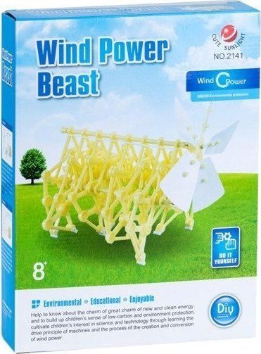 Set edukativ me erë Cute Sunlight Wind Power Beast NO.2141, DIY, 3D, i verdhë