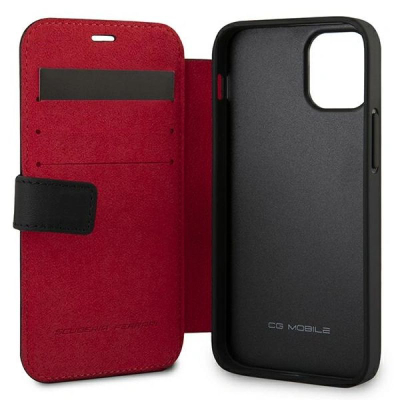 Këllëf telefoni Ferrari Off Track për iPhone 12 Mini, lëkurë natyrale, tip book, i zi