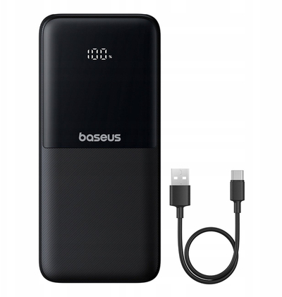 Powerbank Baseus Lipow, 10000mAh, 22.5W, me dy kabllo të integruara, me ekran, i zi