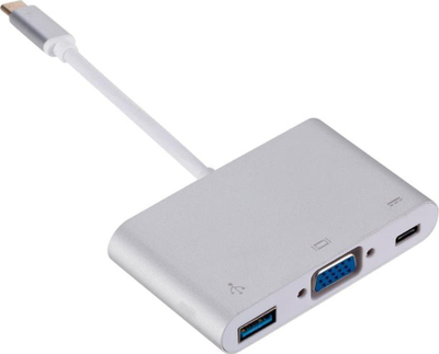 Përshtatës USB C RoGer, VGA USB USB C, 1080p, argjendtë