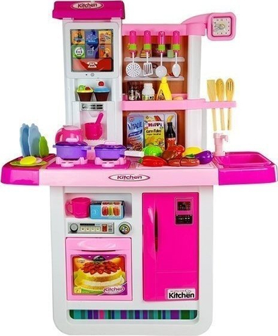 Kuzhinë lodër LeanToys Pink Kitchen, me ujë, drita edhe zë, rozë