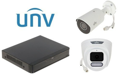 Set kamerash sigurie Uniview KIT-NVR501-04B, 2 kamera IP, 8.3MP, e bardhë