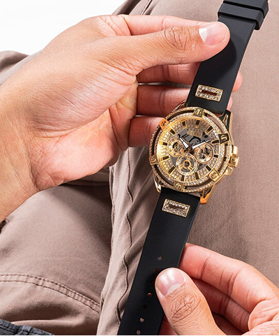 Orë dore për meshkuj Guess King GW0537G2, e zezë