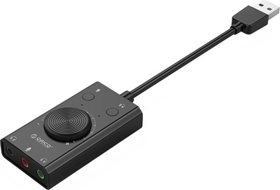 Kartë zëri USB Orico, 3 porta audio, rregullim zani, e zezë