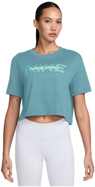 Bluzë sportive Nike Pro Crop për femra, e shkurtër, e kaltër