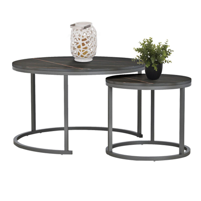 Set 2 tavolina për kafe (HM8763.13), zezë
