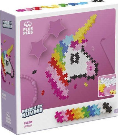 Lojë konstruktore Plus Plus Puzzle by Number Unicorn, 250 pjesë, shumëngjyrëshe