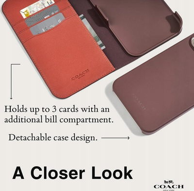 Mbulesë-portofol Coach Folio Signature për iPhone 15 Pro, lëkurë, ngjyrë tan