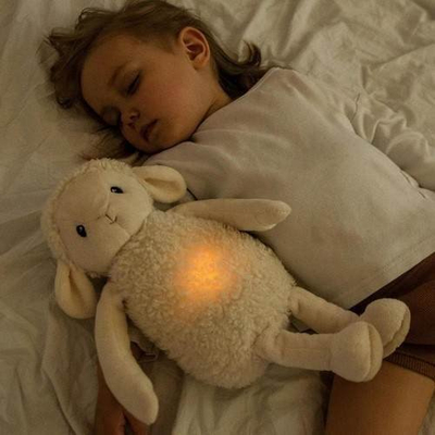 Lodër muzike për beba Whisbear Humming Sheep Lumi, dritë nate, ninulla, gri