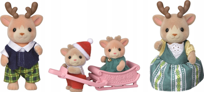 Set lodrash Sylvanian Families Reindeer Family, familje drerësh, me slitë, shumëngjyrësh