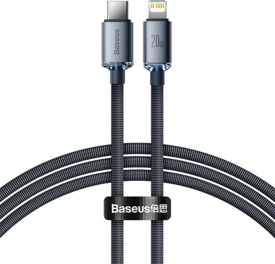 Kabllo karikimi / të dhënash Baseus Crystal Shine Series USB-C - Lightning, 20W, 1.2m, e zezë