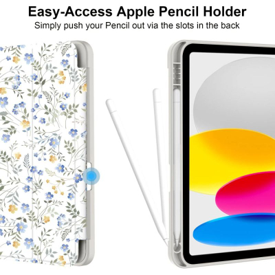 Навлака за таблет Tech-Protect Smartcase Pen, за iPad 10.9" 2022, со место за Apple Pencil, со бели цветови