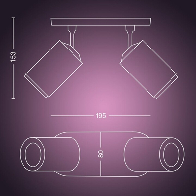 Dritë Philips Hue Fugato GU10, 2x5.7W, e zezë