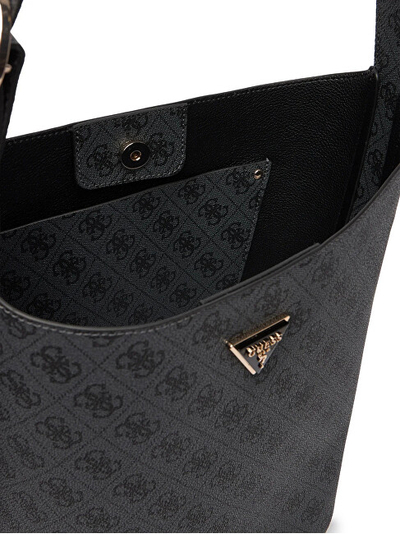 Çantë dore Guess Jeans Meridian II, poliuretani, e zezë