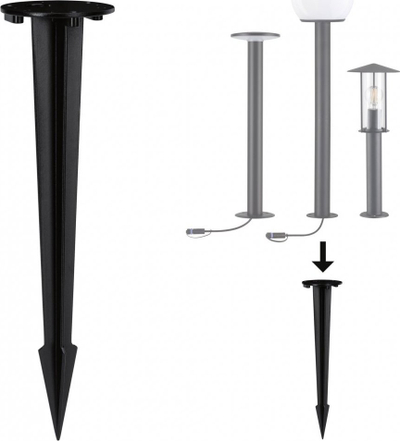 Bazë Paulmann Base me kunj tokësor, për llamba kopshti 40cm, metal i rrumbullakët, antracit