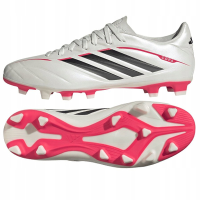 Këpucë futbolli Adidas Copa Pure IV Club FG MG, tokë e fortë dhe hibride, të bardha me rozë
