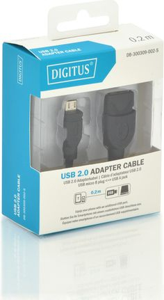 Kabllo adapter USB Digitus DA-30030, OTG Micro USB në USB A, 0.2m, i zi