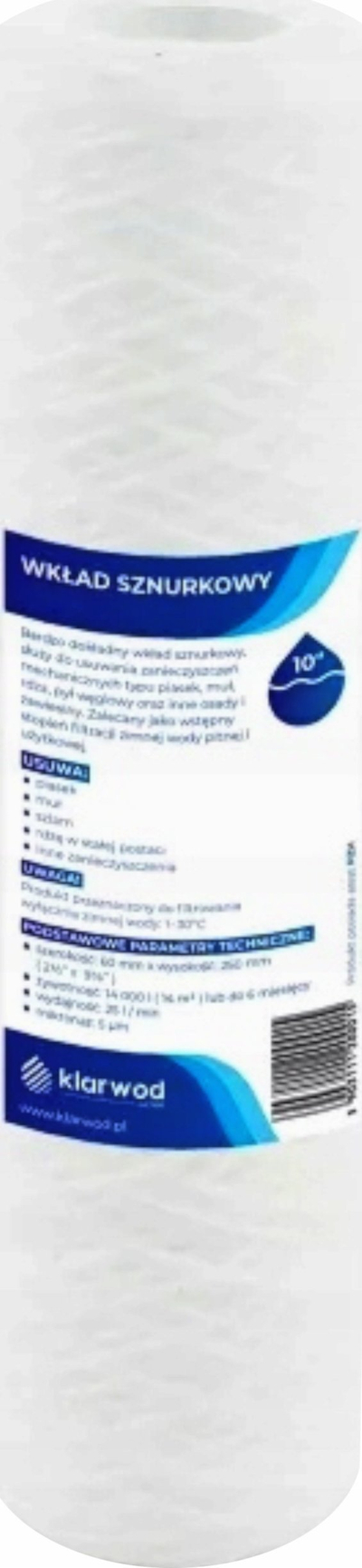 Патрони филтер за вода пена 20 микрони, 10", врска 222, бел